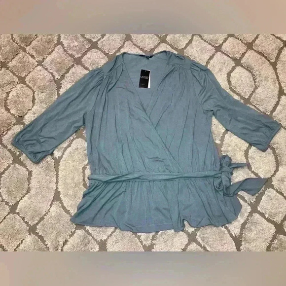 Lauren Ralph Lauren Women's Jersey Peplum Blouse Highland Sea NEW - Picture 2 of 12